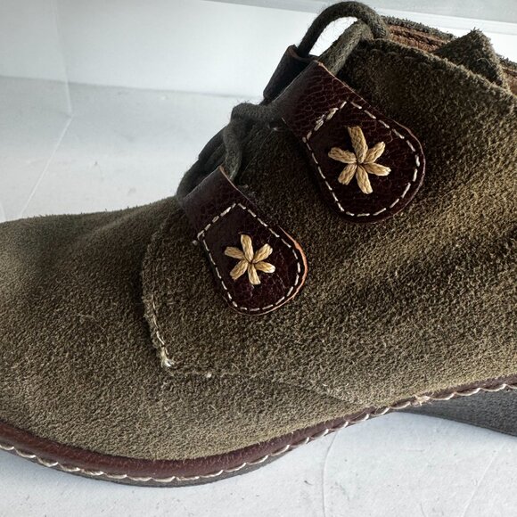 Sofft Premier Womens 7W Booties Suede Camila Havana Green Brown Wedge Lace up Bo - Picture 6 of 14